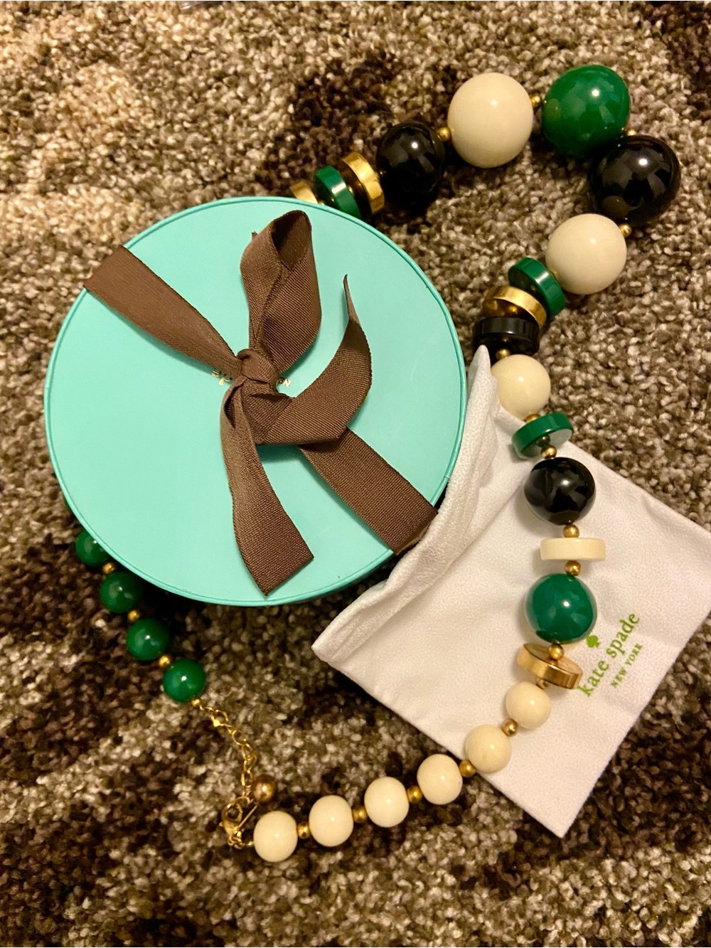 Giant lucite dark green beaded kate spade new york HUGE acrylic heavy BEADS